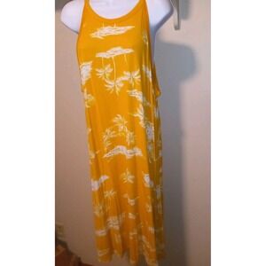 Old Navy Below‎ Knee Dress Sundress Tank Hawaiian Yellow White Size XL